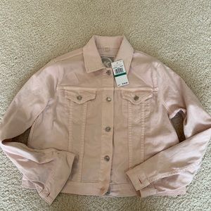 Michael Kors MK pink Denim Jacket size L NWT